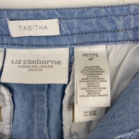 Liz Claiborne Tabitha Cropped Light Wash Wide Leg Chambray Pant 4P - Picture 10 of 13